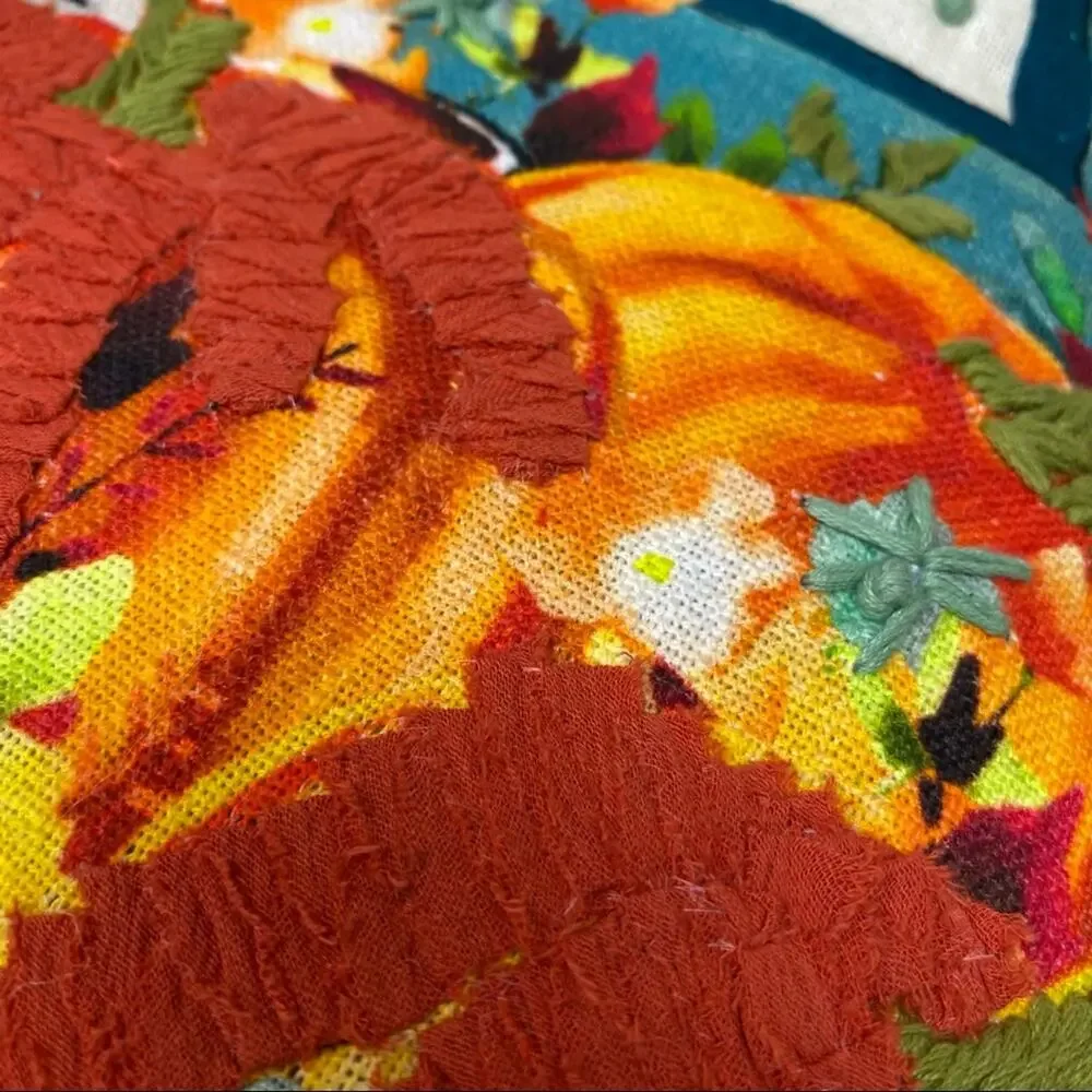 Pioneer Woman Charlie Pillow Fall Bassett Hound Dog Pumpkin Embroidered Decor